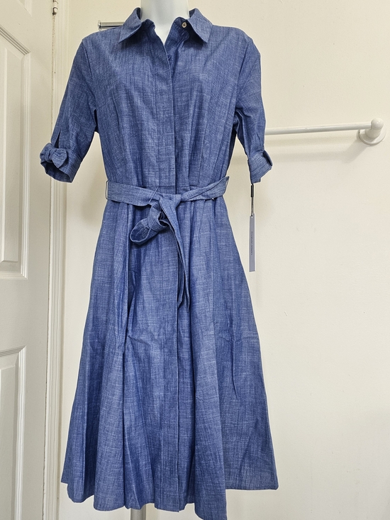 Calvin Klein Dresses & Skirts - NWT - Summer Calvin Klein Blue Shirt-Waist Tie Midi Dress, Size US 8